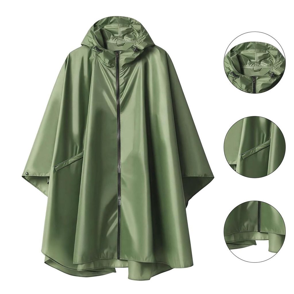 Ponchos,Wasserdicht Regenponcho mit Reißverschluss für Produktbild 