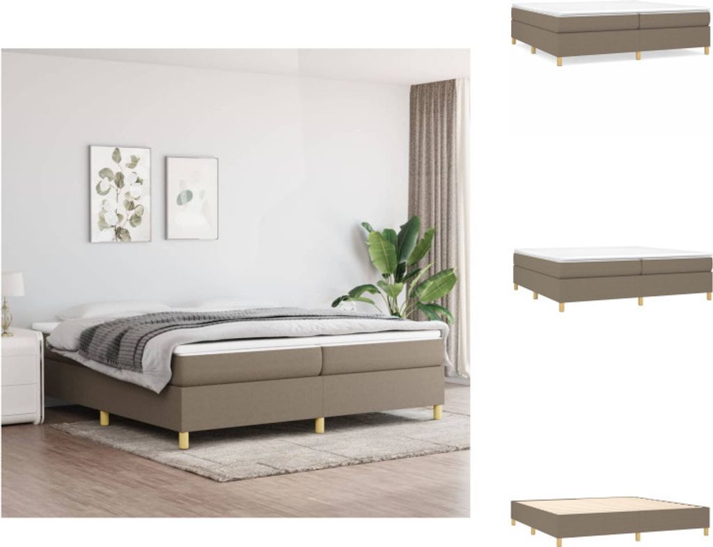 vidaXL Boxspringbett mit Matratze Taupe 200x200 cm Stoff - Betten & Bettgestelle