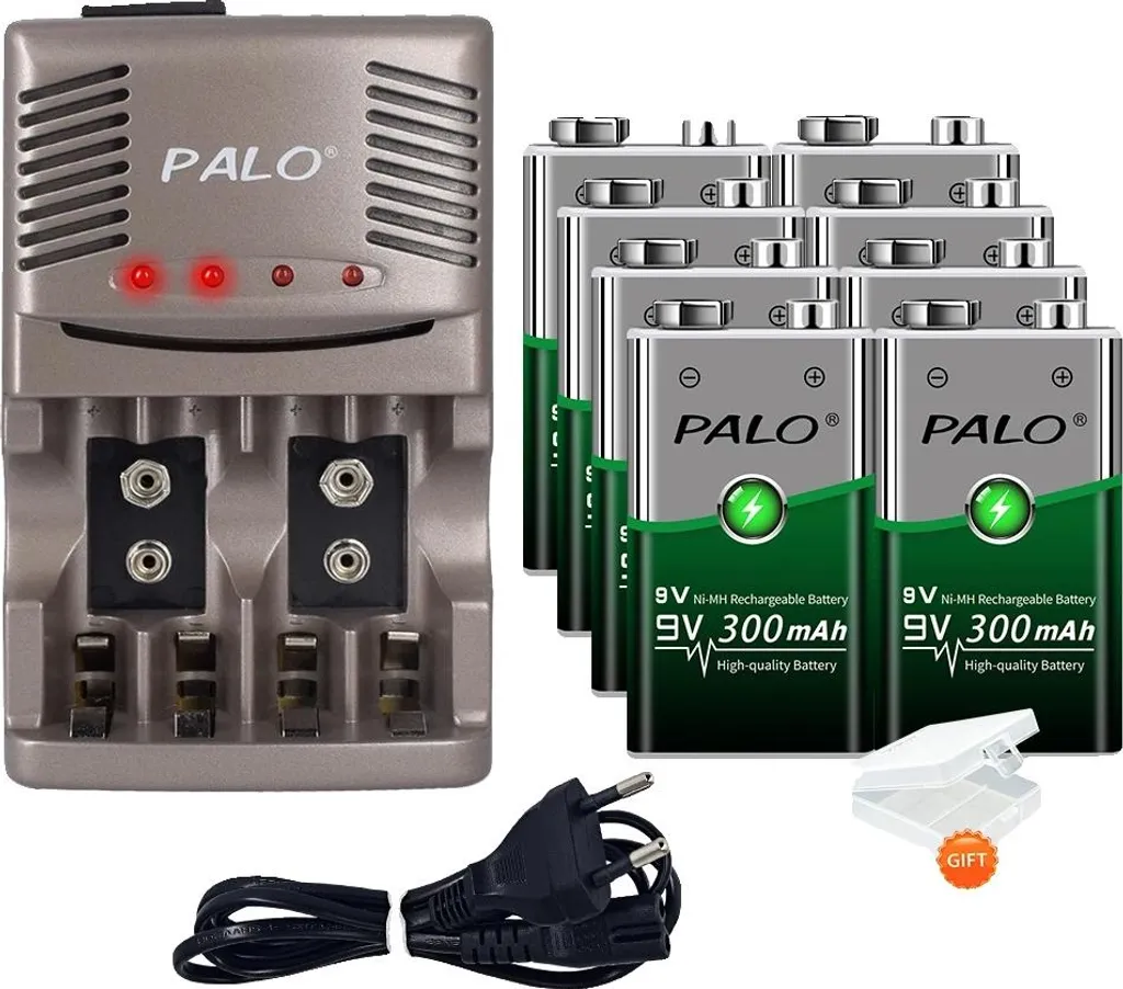 Batterie 9V Rechargeable Longue Durée avec Chargeur Rapide Multivoies