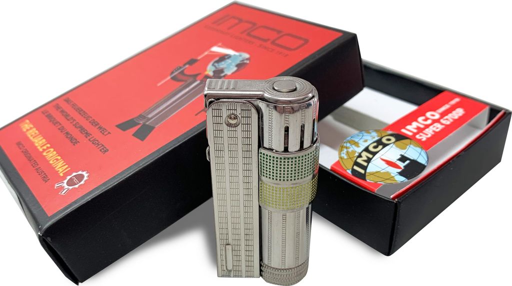IMCO Feuerzeug Super-Triplex Oil Chrome Yellow green Produktbild 