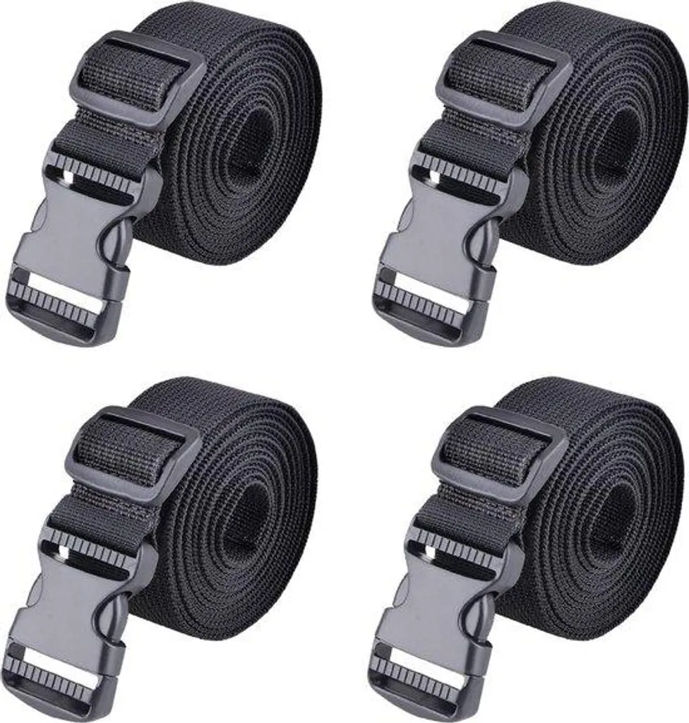 Sangles de transport en nylon noir réglables lot de 4 - 25mm et 38mm