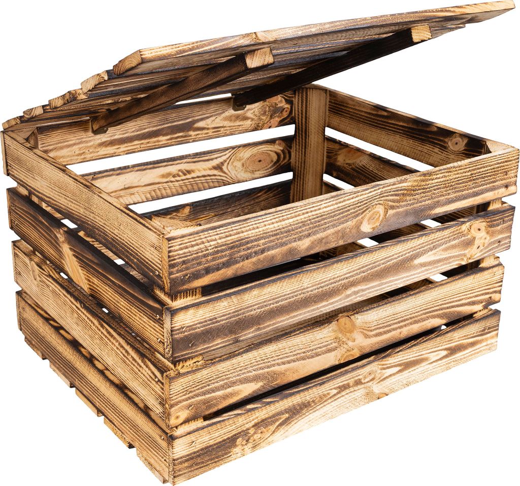 Creative Deco Grande Boite Rangement en Bois Flammé 50 x 40 Image du produit 