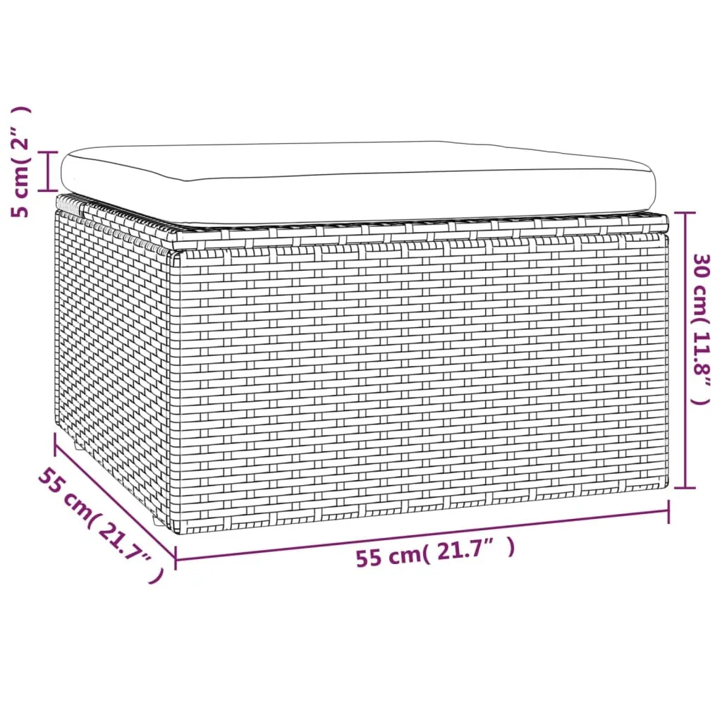 Tabouret extérieur en polyrotin résistant gris avec coussin de siège - 17