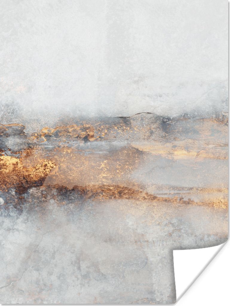 MuchoWow Poster Nebel - Gold - Abstrakt 30x40 cm - Wandplakat - Poster Kinderzimmer