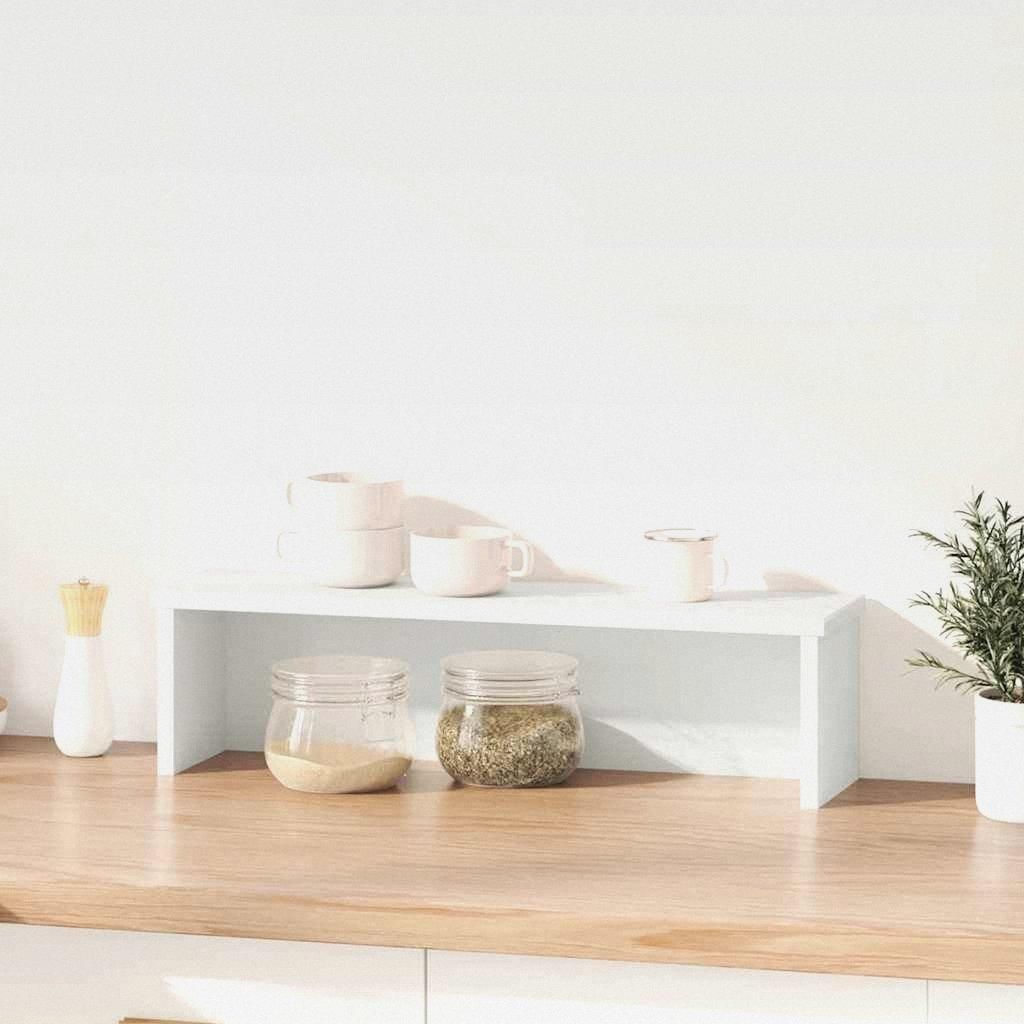 Küchenregal Stapelbar Weiß 50x15x16 cm Holzwerkstoff, Küchen-Aufbewahrungsregal, Gewürzregal, Regal, Organizer Küche