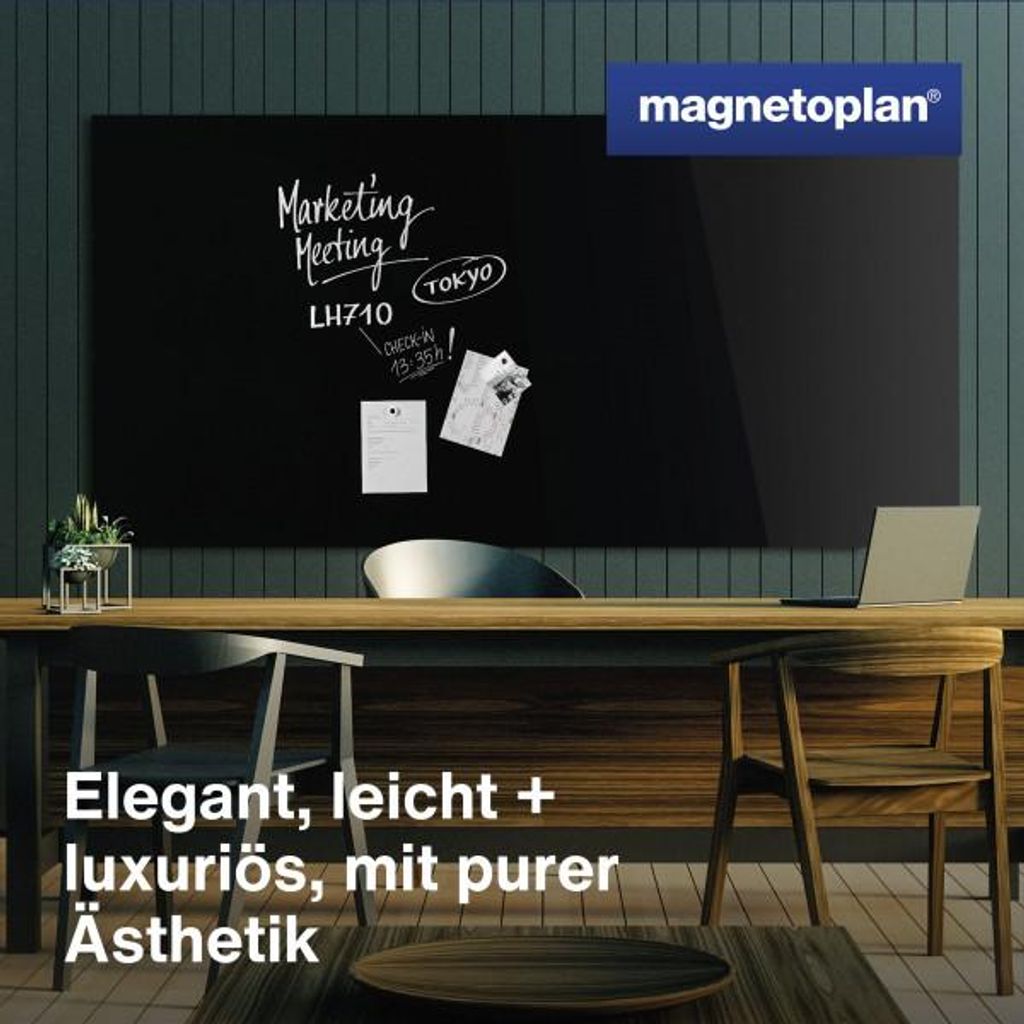 Magnetoplan 13410012 Design-Glasboard, magnetisch, tief-schwarz, 240 x 120cm