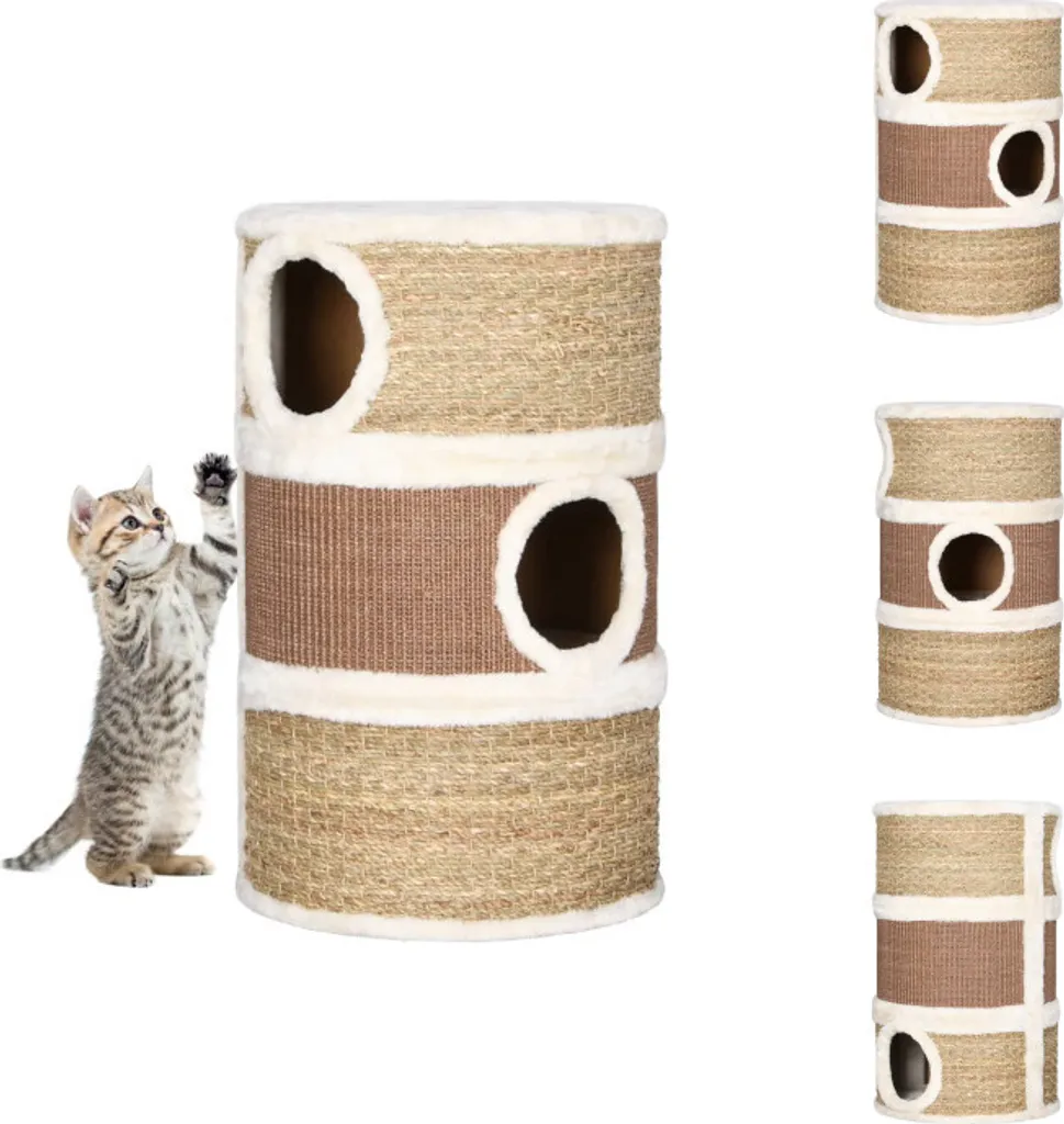 Protégez vos meubles avec ce tonneau griffoir chat 60 cm herbe de mer