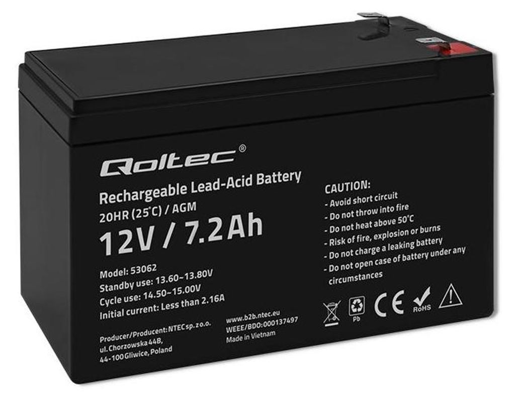 Qoltec 53062 Batteria per sistema Ups Acido piombo Immagine del prodotto 
