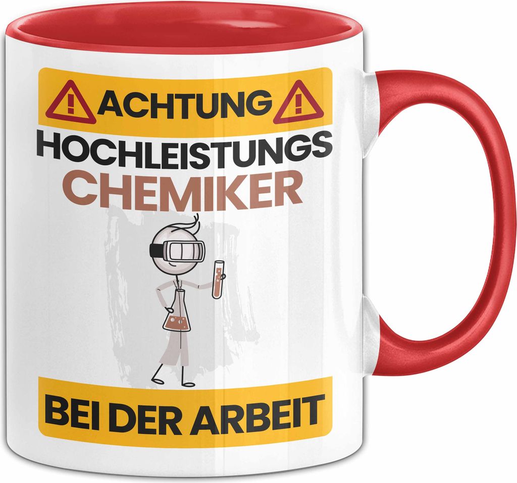 Chemiker Tasse Geschenk Lustiger Spruch Geschenkidee für Chemiker Achtung Hochleistungs Chemiker Bei Der Arbeit (Rot)