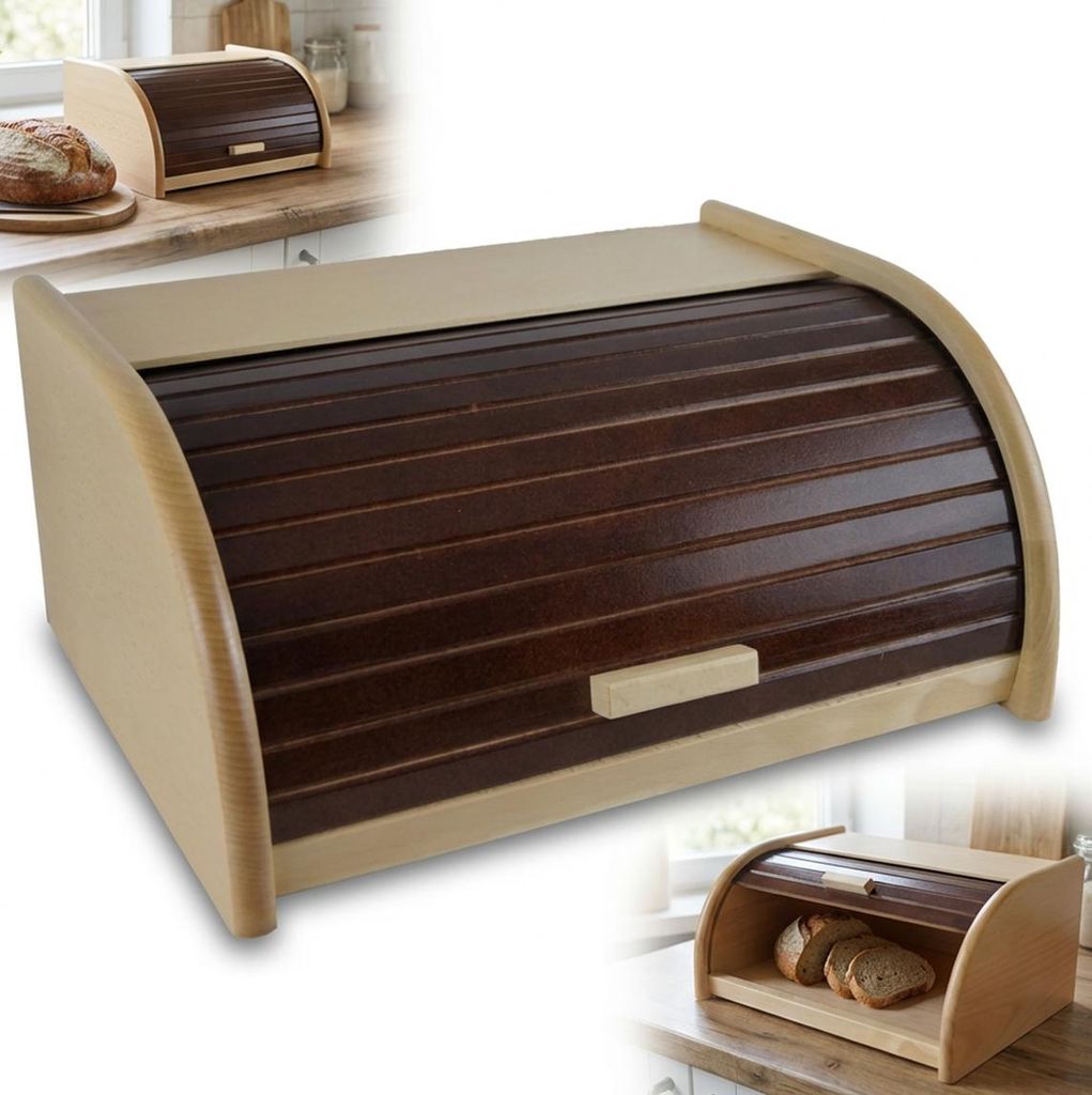 Zweifarbiger Holz-Brotkasten CR 31x26x16cm – Polnisch Produktbild 