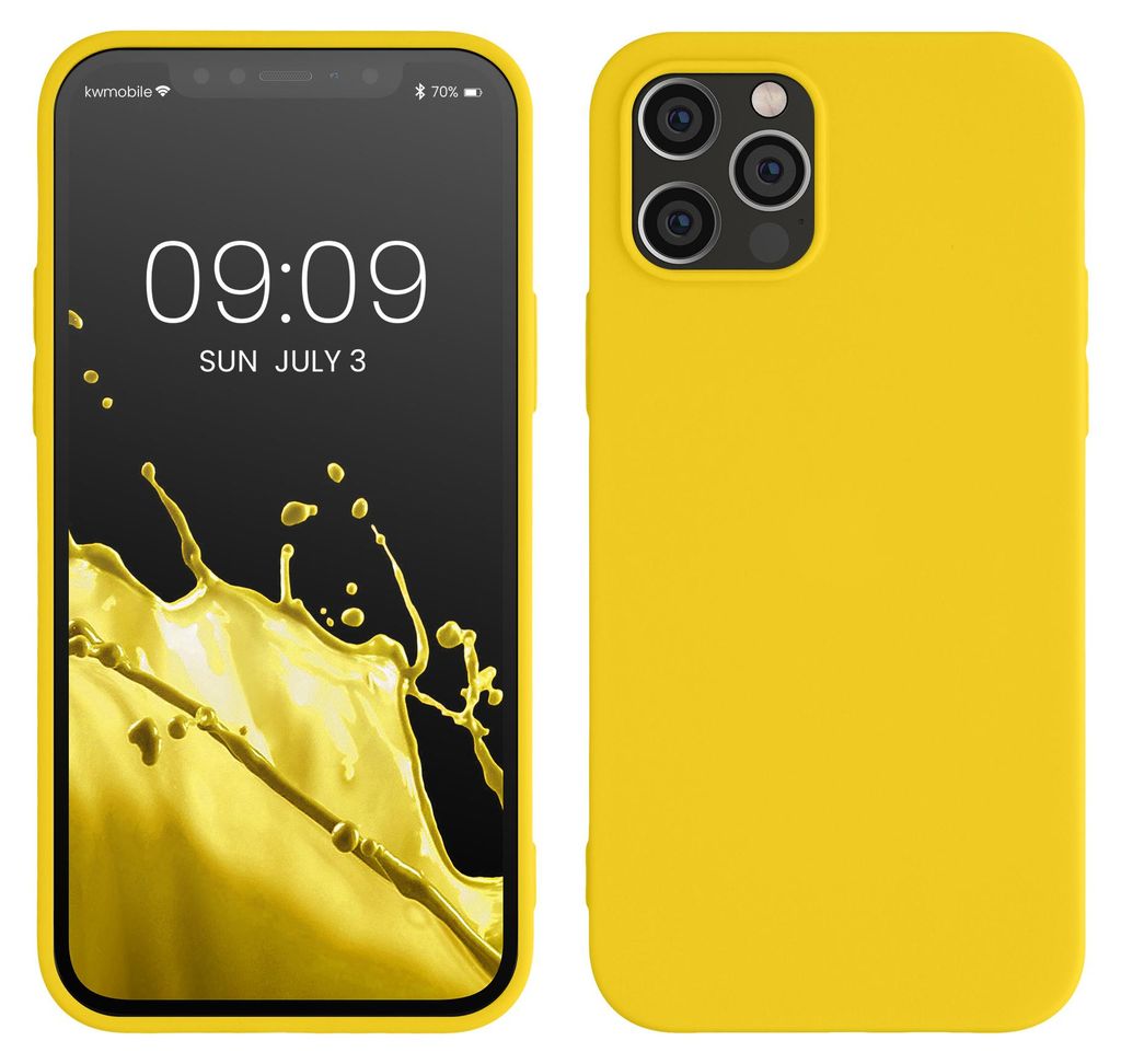 kwmobile Handyhülle für Apple iPhone 12 / iPhone 12 Pro Hülle - TPU Case - Kabelloses Laden - Schutzhülle Cover in Strahlend Gelb