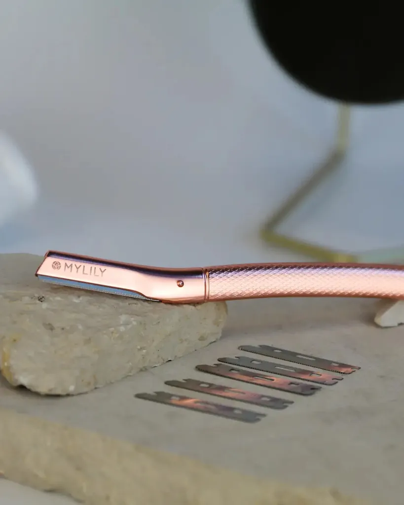 Rasoio Sopracciglia Eco-Friendly Oro Rosa | Inossidabile con 5 Lame - 3