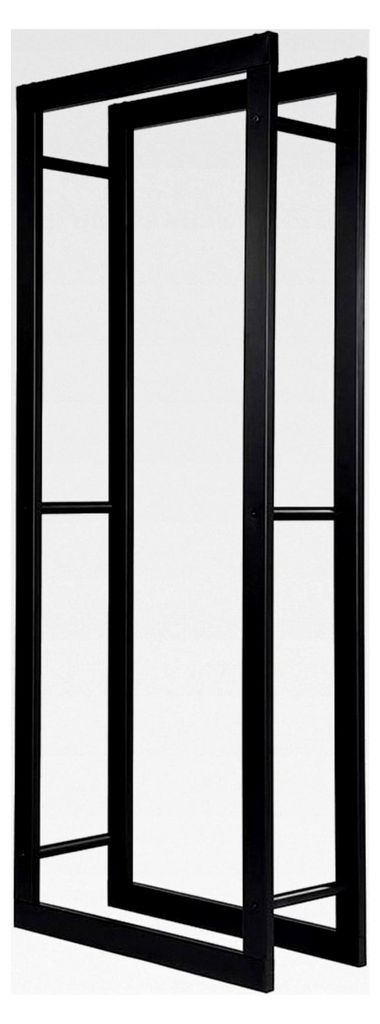 Kaminholzregal aus Metall für Innen und Außen, Schwarz (60 x 25 x 150 CM)