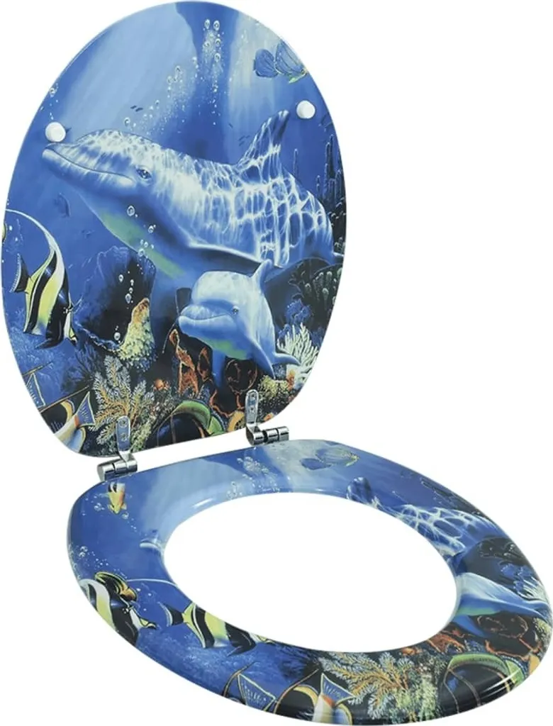 Abattant WC Décoratif Dauphins en MDF pour Rénovation Salle de Bain