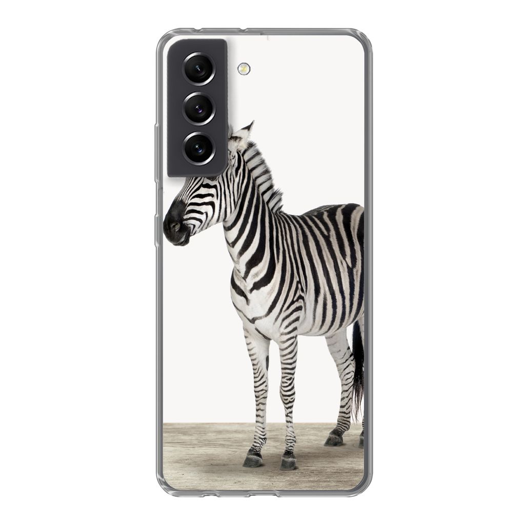 MuchoWow Handyhülle Schutzhülle Hülle für Samsung Galaxy S21 FE Zebra - Mädchen - Tiere - Kinder - Jungen Silikon Softcase Handy Hülle - Mo...