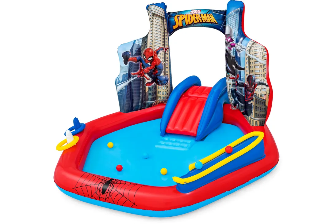 Piscine Spider-Man avec toboggan Bestway - Aire de jeux aquatique 211cm