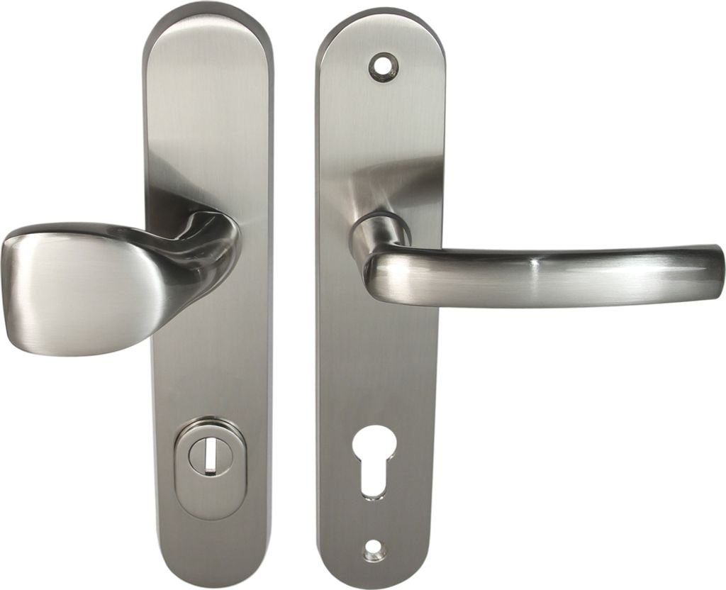 Haustür Schutzbeschlag Security 305 Nickelmatt HS-92 mm mit ZA Türdrücker
