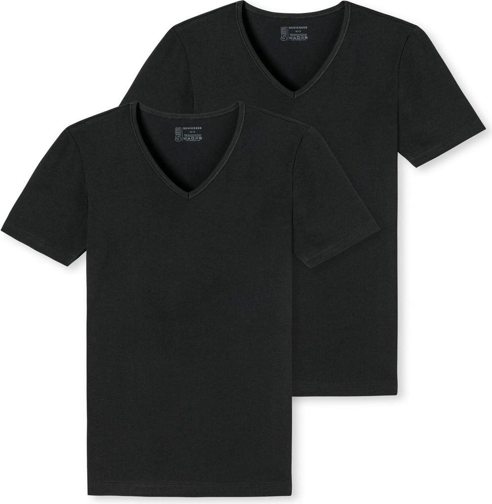 Schiesser Herren 2 er Pack T-shirt Gr. 9 schwarz