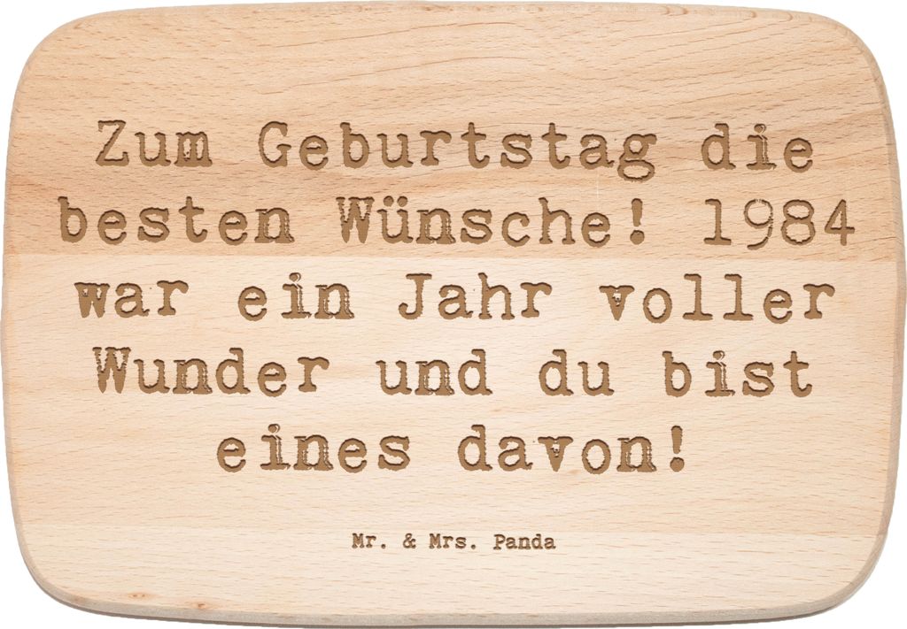 Mr. & Mrs. Panda Schneidebrett Holz Spruch 1984 Geburtstag - Transparent - Geschenk, Alter, Frühstücksbrettchen, Glückwunsch, Nostalgie, Happy B...