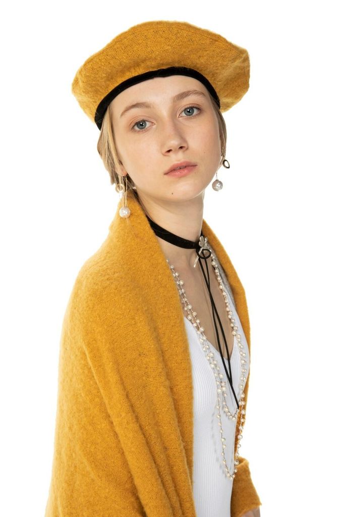 Damen Mütze Beanie Strickmütze Gelb Wintermütze Warme Winter Pudelmütze N-464