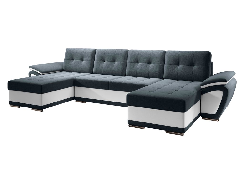 MIRJAN24 Wohnlandschaft Enzo U, Ecksofa mit Bettkasten und Schlaffunktion, U-Form, Rückenlehne in Form beweglicher Kissen (Farbe: Rico 14 + Soft 017)