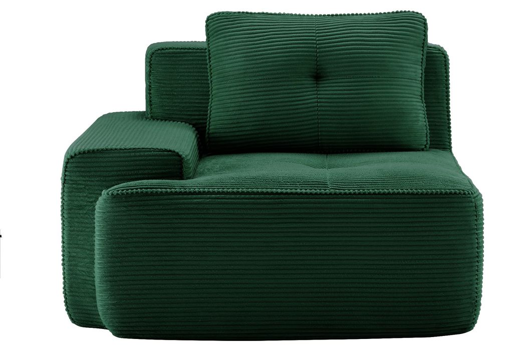 Cordstoff-Sofaelement Cordelia LSF, mit Kissen, Modul-Eckteil, 104 x 104 x 83 cm, Grün