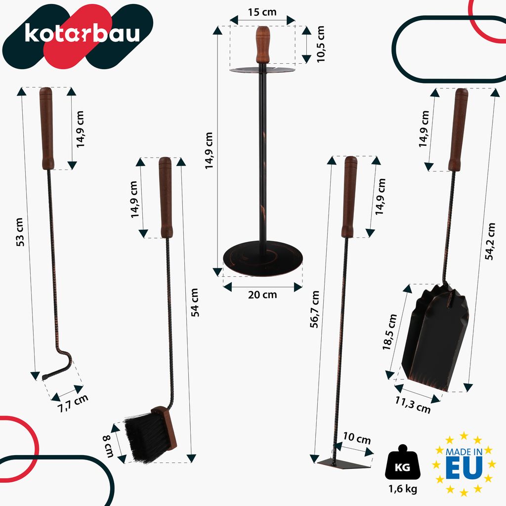 Balai De Cheminée En Acier Vernis, Grand - SA - Antiquités