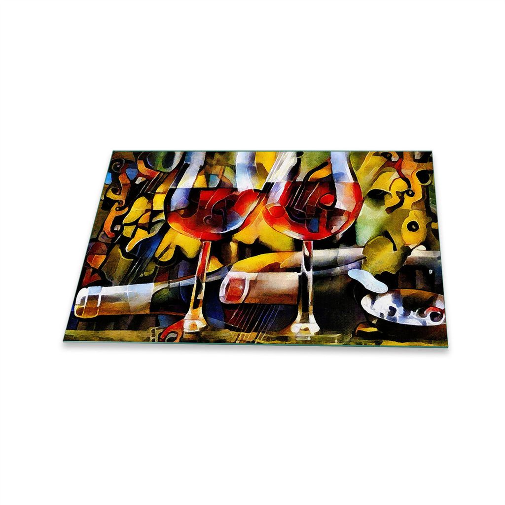 Herdabdeckplatte Glaskeramik 1 Teilig 80x52 Abstrakt Bunt Abdeckung Glas Spritzschutz