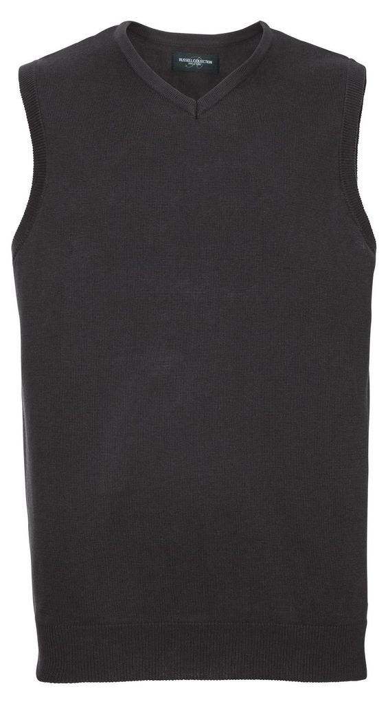 Russell Collection Herren Strick-Pullunder mit V Ausschnitt FK735 (3XL) (Schwarz)