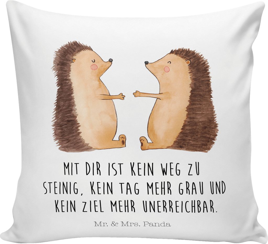 Mr. & Mrs. Panda Sofakissen Igel Liebe - Weiß - Geschenk, Hochzeit, couch kissen, Sofa, kuschelkissen 40x40, Verlobung, Zierkissen, Dekokissen, Po...