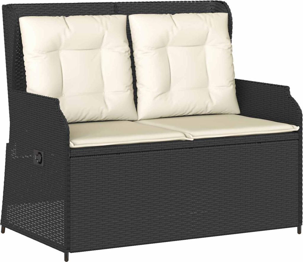 vidaXL Gartenbank Schwarz Poly-Rattan