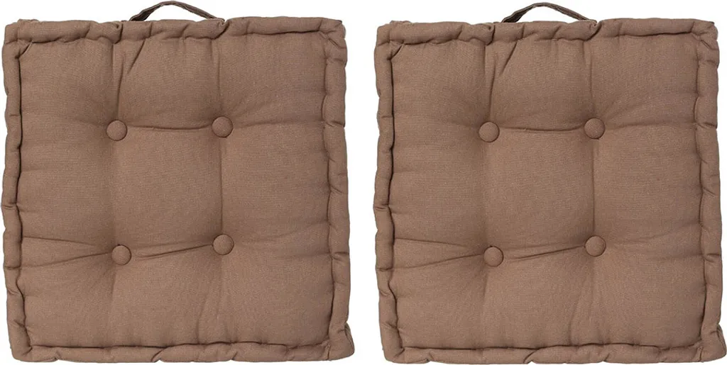 Coussin de chaise 40x40 cm Taupe avec attaches Tiago - Lot de 2 Unités