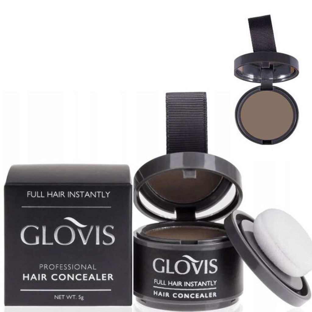 Glovis Haar Concealer ESCHE MITTELBRAUN - Ansatzpuder Haarverdichtungspuder Ansatz kaschieren Bartauffüllung