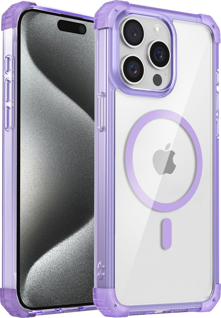 Magnetisch Hülle für iPhone 14 Pro Max Kompatibel mit Magsafe Stoßfest Militärschutz Transparente Handyhülle Lila