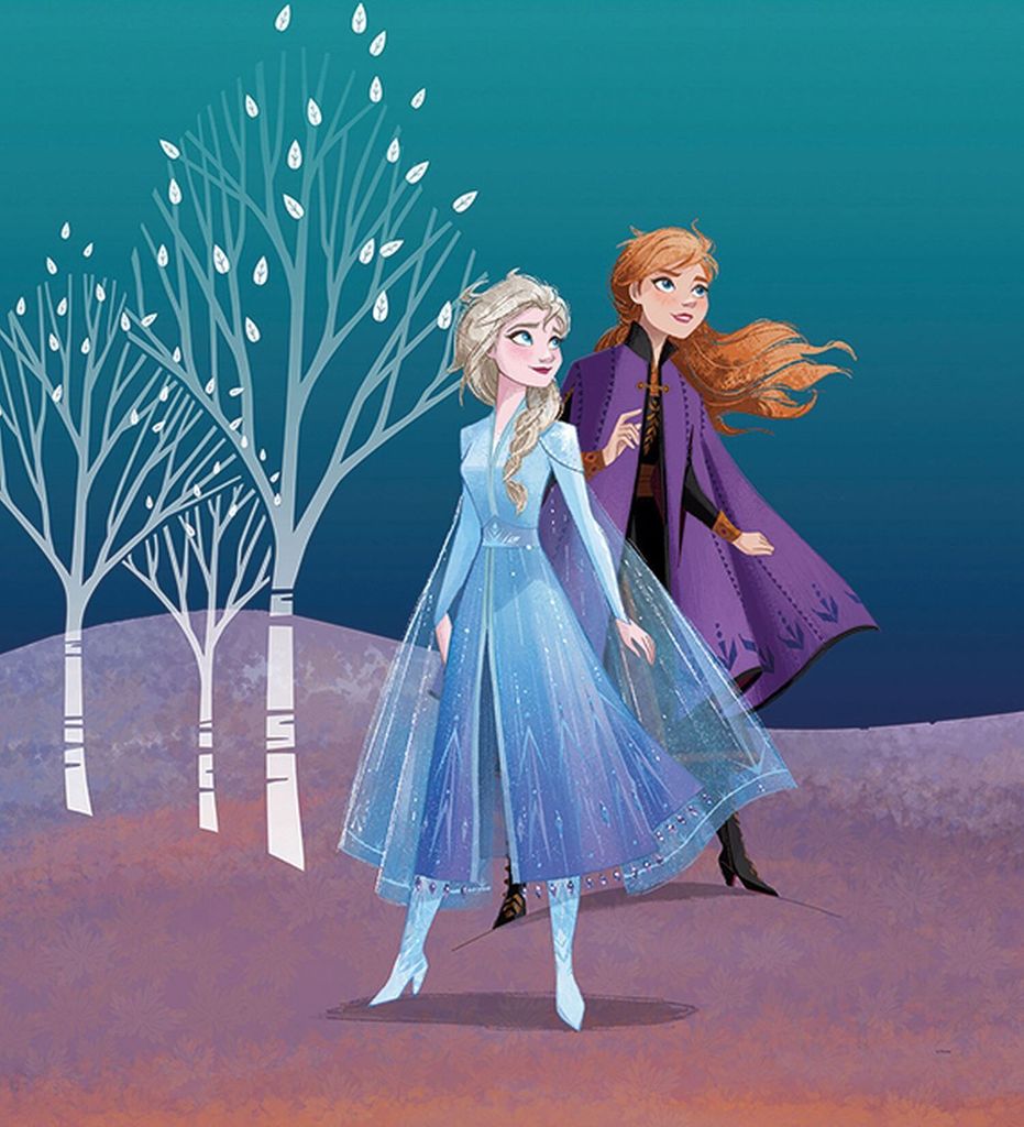 Disney Poster Die Eiskönigin Anna & Elsa Blau und Lila - 610154 - 50 x 70 cm