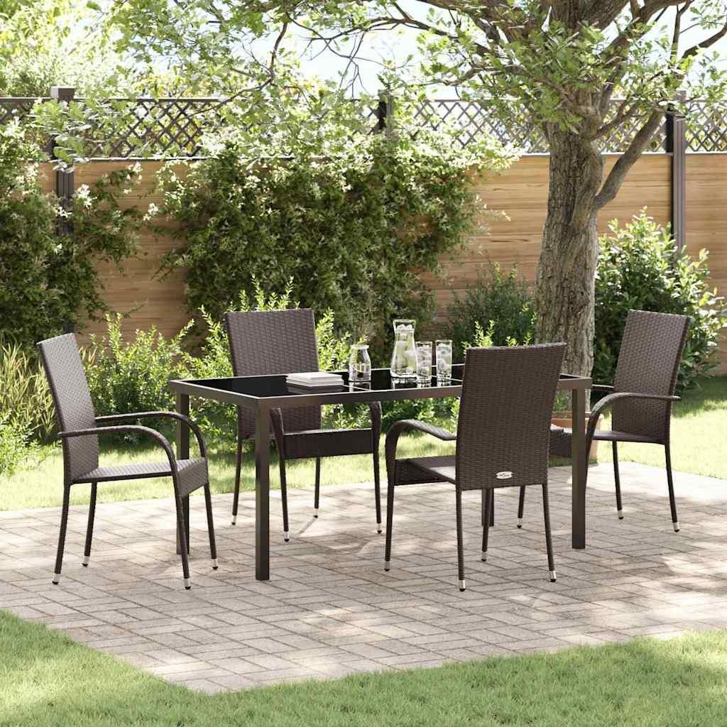 Maison Exclusive - Garten Essgruppe 5 pcs Braun Pulverbeschichteter Stahl