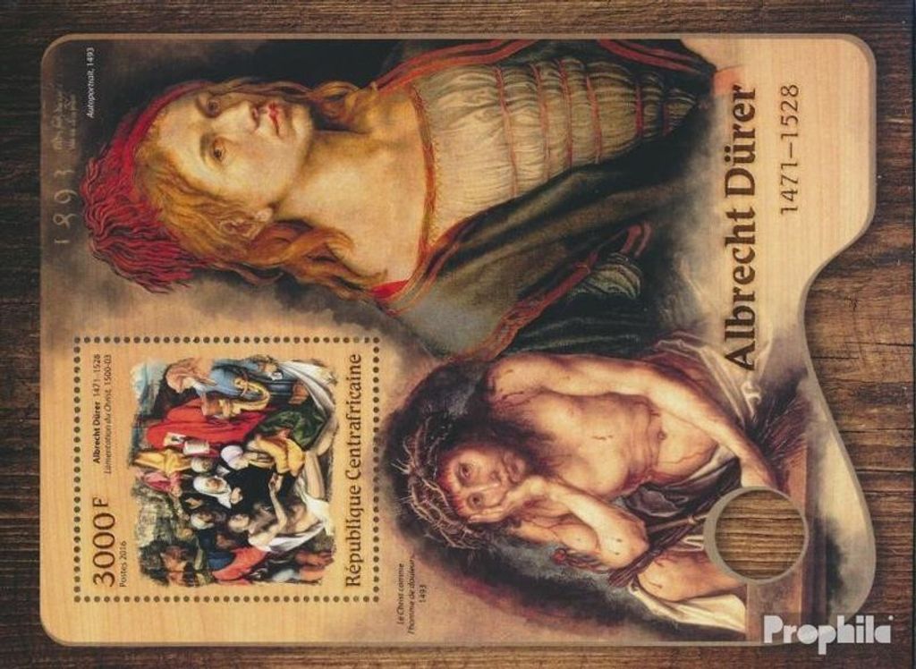 Briefmarken Zentralafrikanische Republik 2016 Mi Block 1526 (kompl. Ausgabe) postfrisch Albrecht Dürer