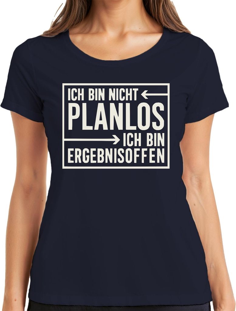 Ich bin nicht planlos Ergebnisoffen lustiger Spruch Geschenk Damen T-Shirt, Navy, L