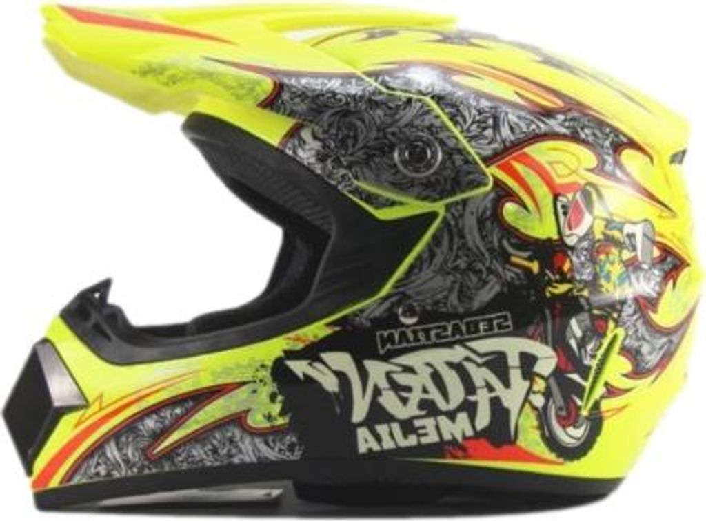 Crosshelm Helm Kinderhelm Motorradhelm Motocross Mejia gelb Motorrad Größe L