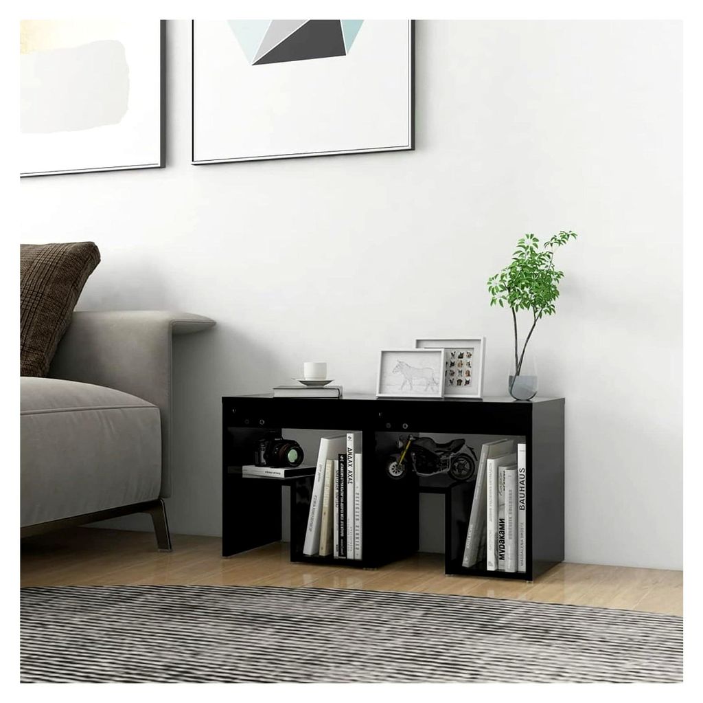 Nachttische 2 Stück, schwarz, 40 x 30 x 40 cm, aus Spanplatte, platzsparend, Schrank für den Außenbereich, Balkon für Wohnzimmer, Büro, Schlaf...