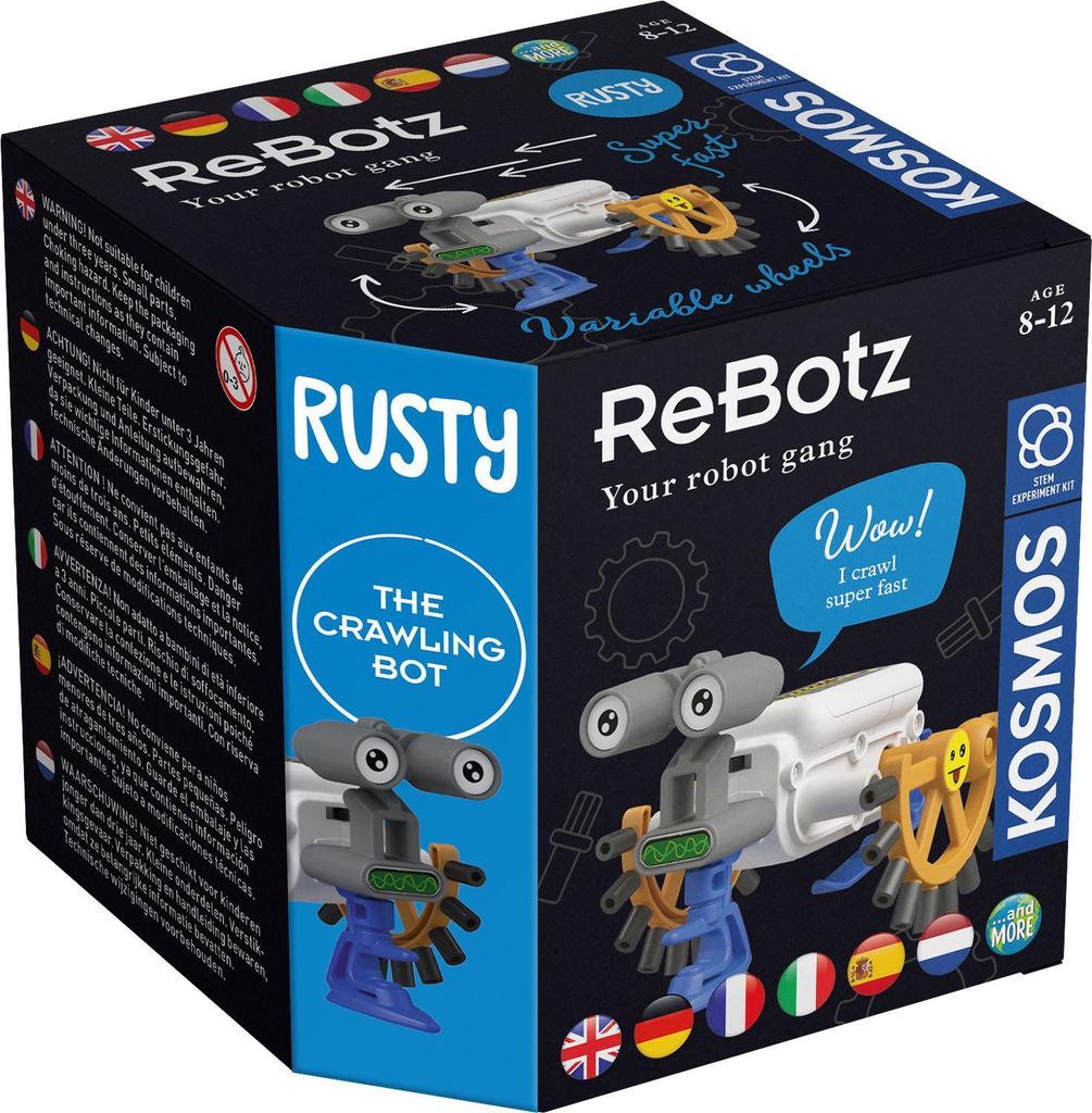 KOSMOS ReBotz -Rusty the Crawling Bot, Roboter, Experimentierkasten, Kinder, Mehrsprachig, 617059