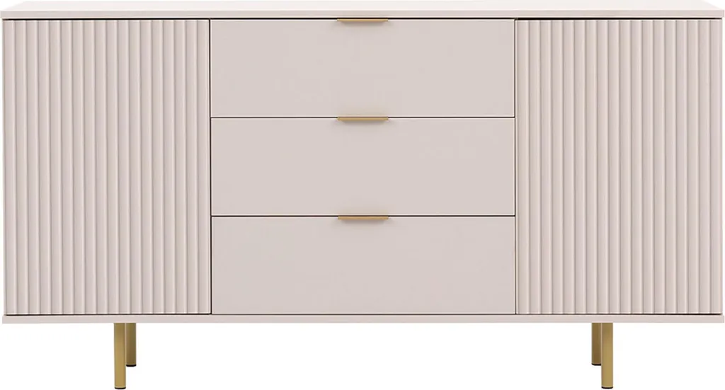 Buffet Monica beige 150 cm à 3 tiroirs : l'alliance du bois et style