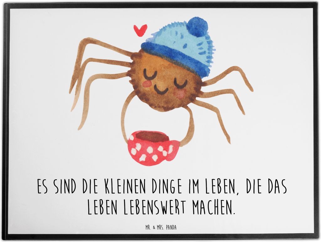 Mr. & Mrs. Panda schreibtischunterlage Spinne Agathe Kaffee - Weiß - Geschenk, Weiser Spruch, Unterlage Schreibtisch, Schreibunterlage, schreibauf...