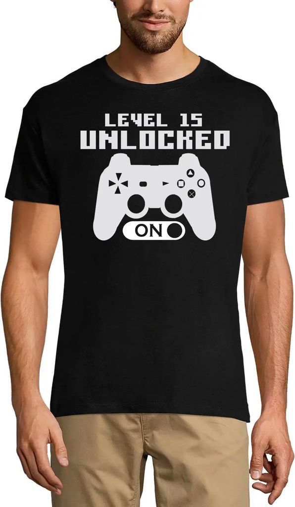 Herren Grafik T-Shirt Level 15 freigeschaltet - Spielmodus an - gamer – Level 15 Unlocked - Game Mode On - Gamer – Geschenk 15. Geburtstag Jahr...