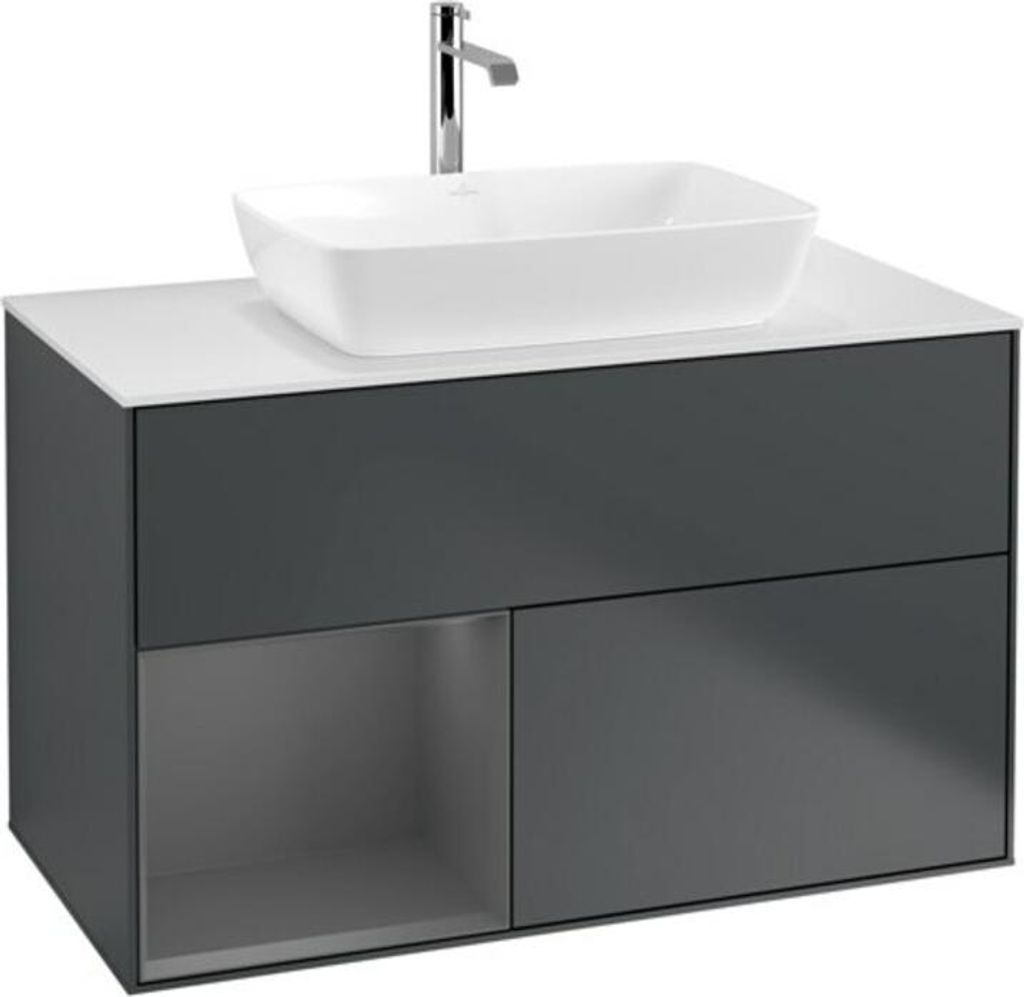 V&B Waschtischunterschrank Wandbeleuchtung Finion 100, Pl w m, Rg A m Lac, md bl. m Lac