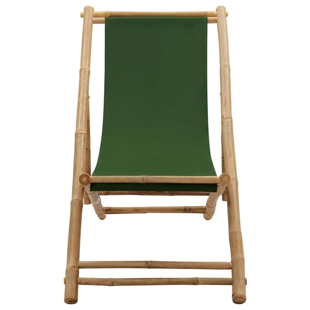 Sedia Relax vidaXL Bambù e Tela Verde: Design per Esterni Chic