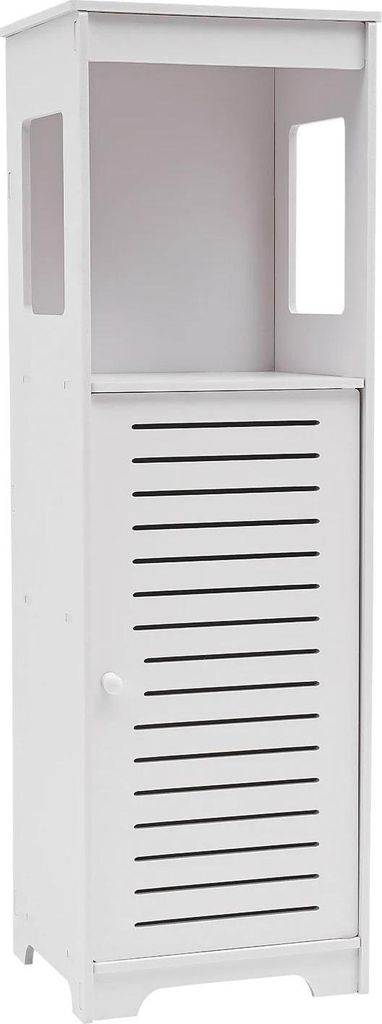 Badezimmerschrank - 4-stufiger PVC-Aufbewahrungsschrank - Belüftetes Design - Wasserfest - Leicht zu bewegen - Weiß