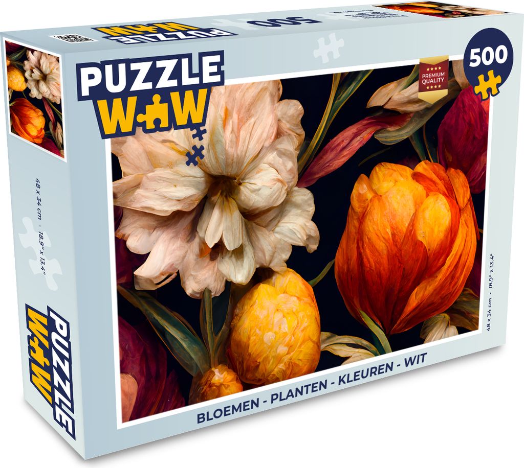 MuchoWow Puzzle 500 Teile Blumen - Pflanzen - Weiß - 500 Teile - Kinder - Selberbauen - Puzzlespiele