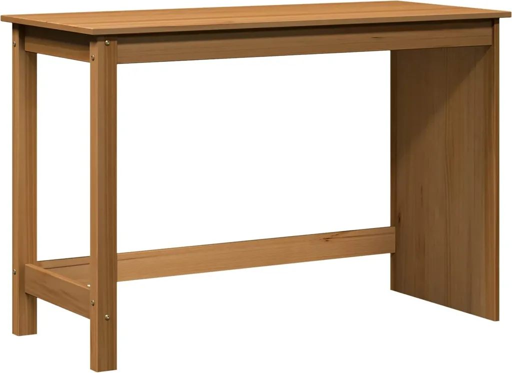 Scrivania Minimal 112x50x75 cm Legno Pino Massello Marrone Miele
