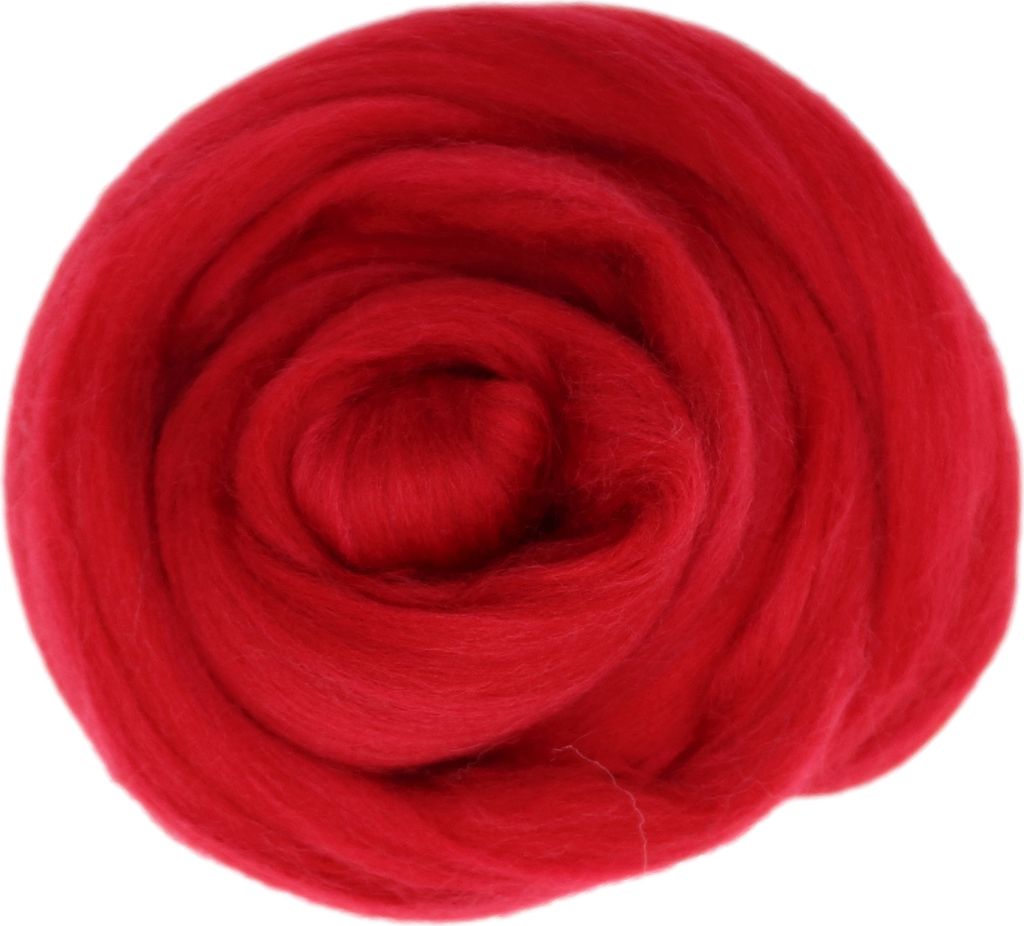 Filzwolle 20g feiner Kammzug Schafwolle (Merino) 21mic Rot-20g